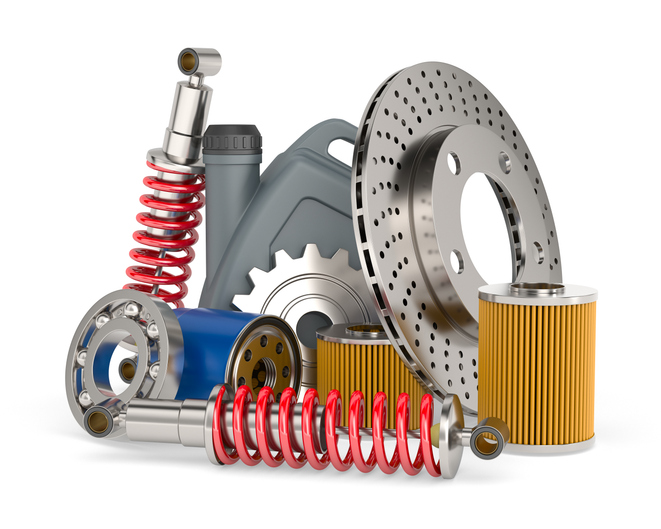 Set car spares on white background. Isolated 3D illustration